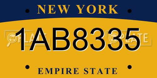 1AB8335 New York License Plate