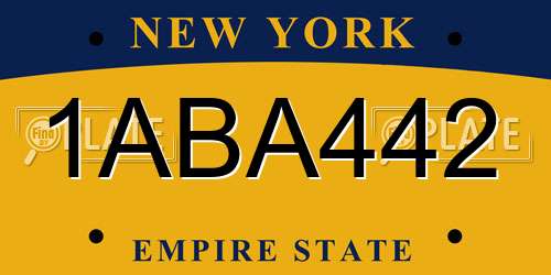 1ABA442 New York License Plate