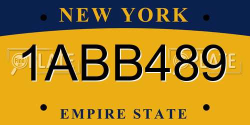 1ABB489 New York License Plate