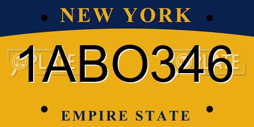 1ABO346 New York License Plate