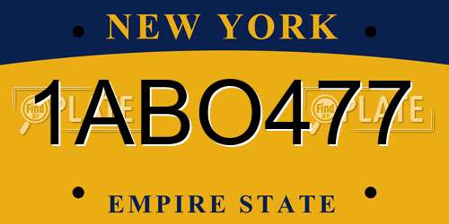 1ABO477 New York License Plate