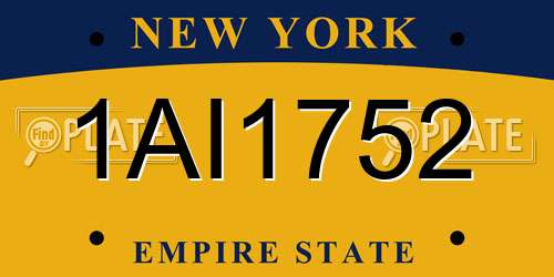 1AI1752 New York License Plate