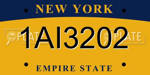 1AI3202 New York License Plate
