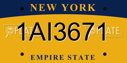 1AI3671 New York License Plate