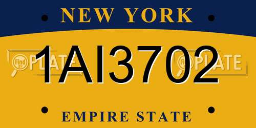 1AI3702 New York License Plate