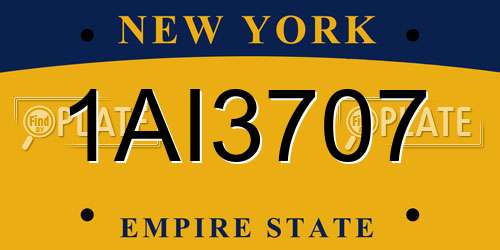1AI3707 New York License Plate