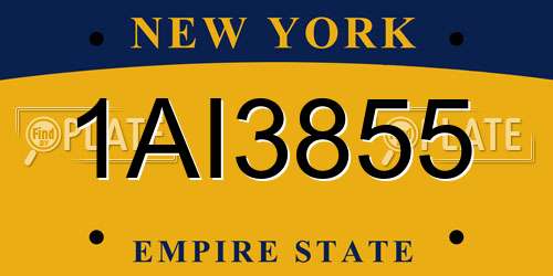 1AI3855 New York License Plate