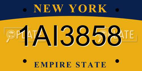 1AI3858 New York License Plate