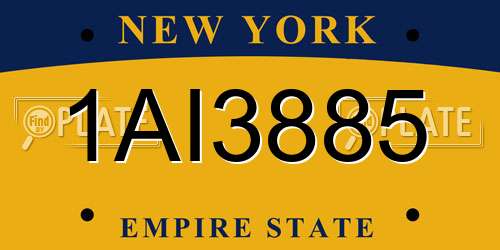 1AI3885 New York License Plate