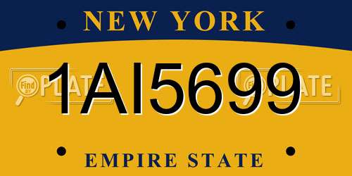 1AI5699 New York License Plate