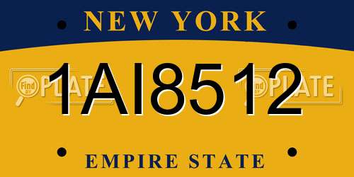 1AI8512 New York License Plate
