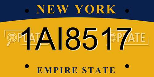 1AI8517 New York License Plate
