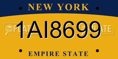1AI8699 New York License Plate