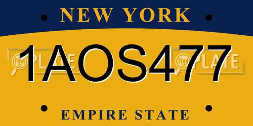 1AOS477 New York License Plate