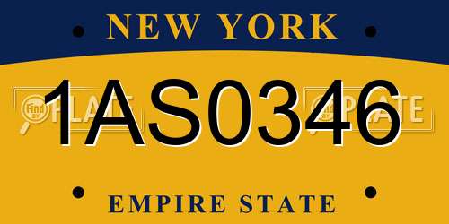 1AS0346 New York License Plate