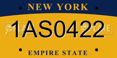1AS0422 New York License Plate