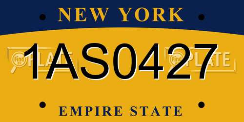 1AS0427 New York License Plate