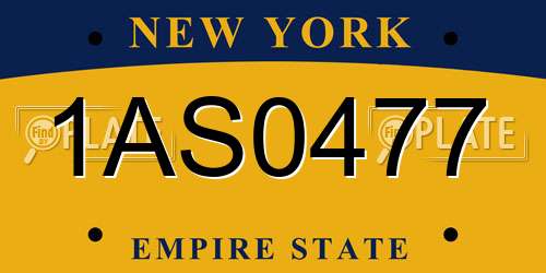 1AS0477 New York License Plate