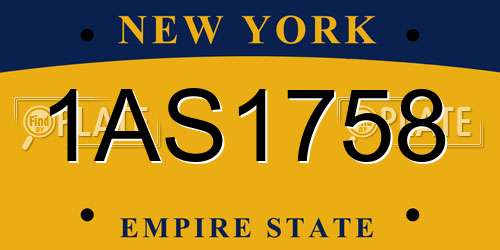 1AS1758 New York License Plate