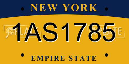 1AS1785 New York License Plate