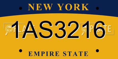 1AS3216 New York License Plate