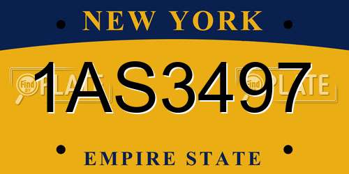 1AS3497 New York License Plate