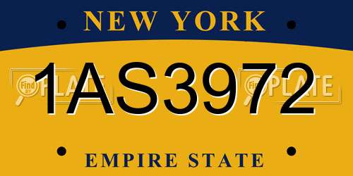 1AS3972 New York License Plate