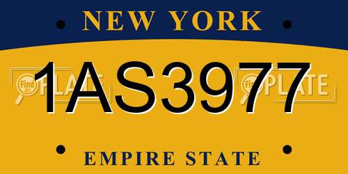 1AS3977 New York License Plate
