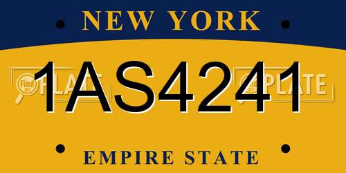 1AS4241 New York License Plate