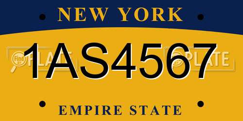1AS4567 New York License Plate