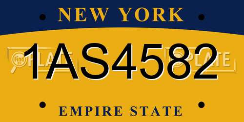 1AS4582 New York License Plate