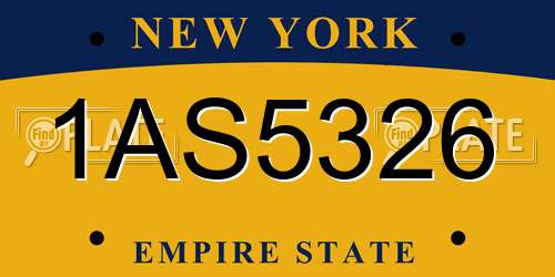 1AS5326 New York License Plate