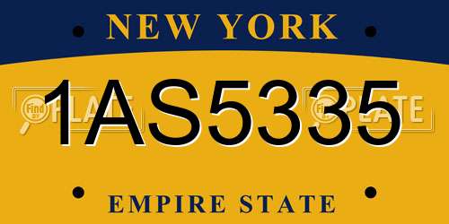 1AS5335 New York License Plate