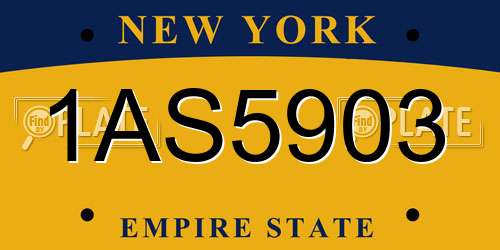 1AS5903 New York License Plate