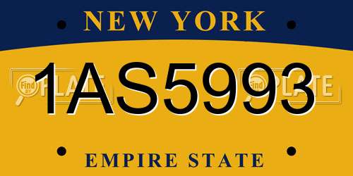 1AS5993 New York License Plate