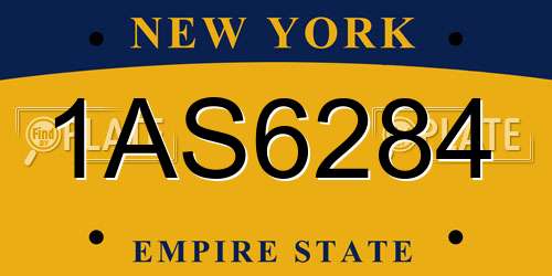 1AS6284 New York License Plate