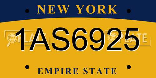 1AS6925 New York License Plate