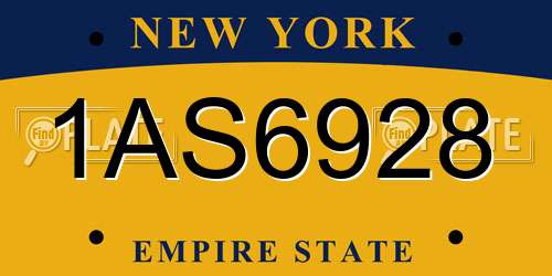 1AS6928 New York License Plate