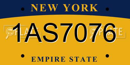 1AS7076 New York License Plate