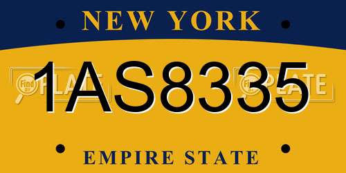 1AS8335 New York License Plate