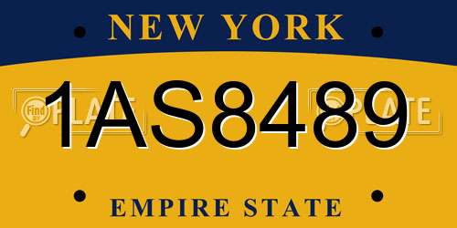 1AS8489 New York License Plate
