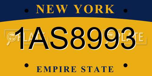 1AS8993 New York License Plate