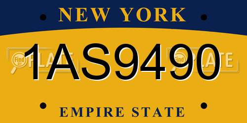 1AS9490 New York License Plate