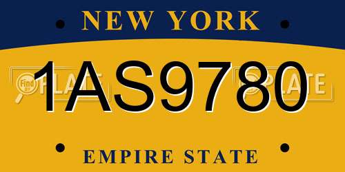 1AS9780 New York License Plate