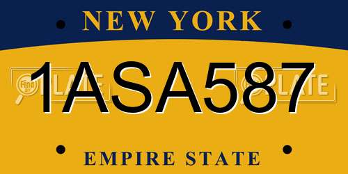 1ASA587 New York License Plate
