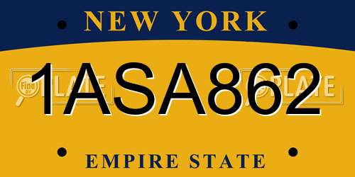 1ASA862 New York License Plate
