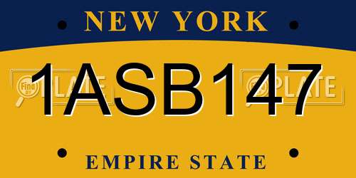 1ASB147 New York License Plate
