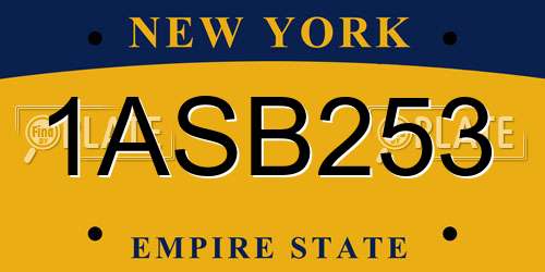 1ASB253 New York License Plate