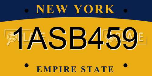 1ASB459 New York License Plate