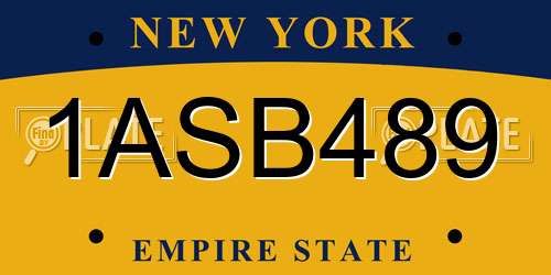 1ASB489 New York License Plate
